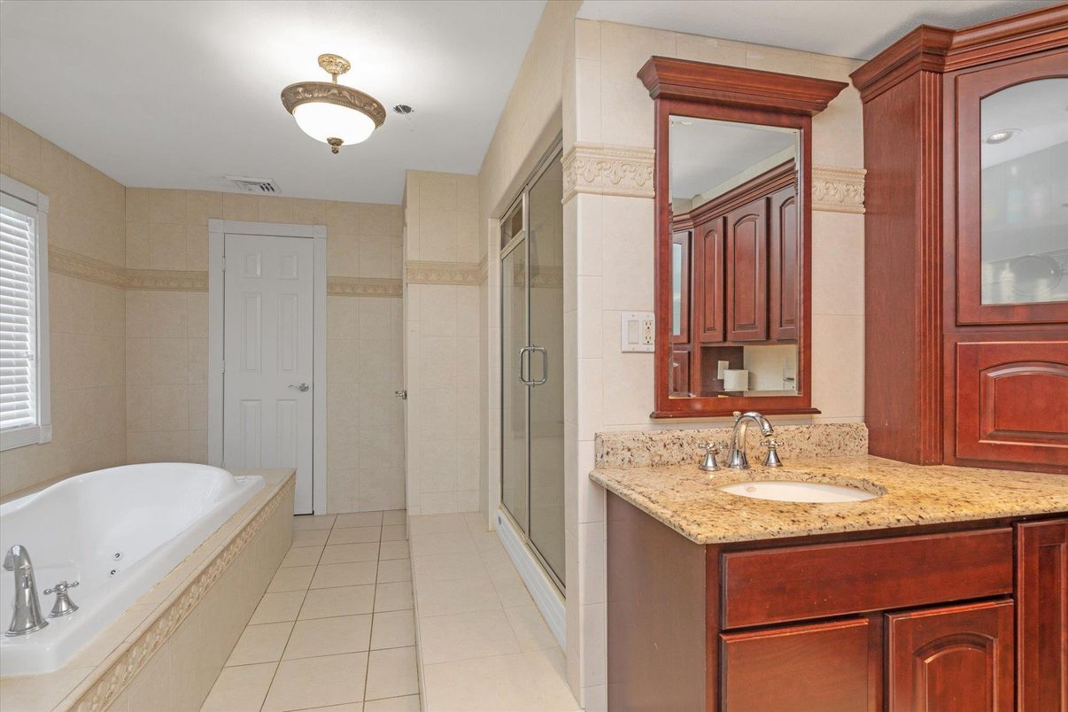 Bathroom, Dual Sink Vanities, Glass Shower, Interior