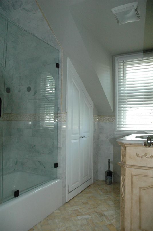 Bathroom, Glass Shower, Interior, Marble Walls