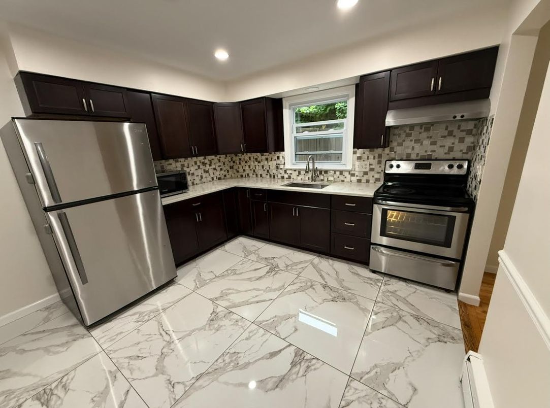 Interior, Kitchen, Marble, Recessed Lighting, Stainless Steel Appliances