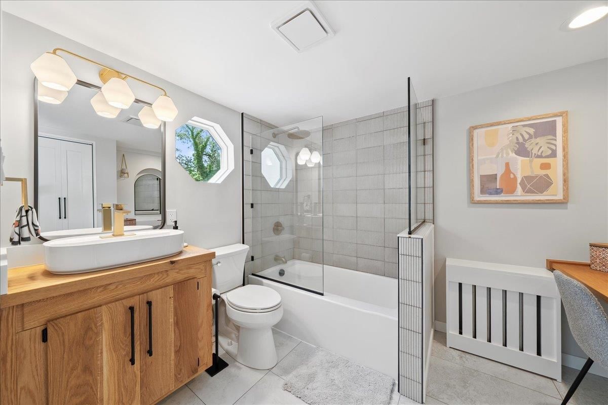 Bathroom, Dual Sink Vanities, Glass Shower, Interior, Recessed Lighting