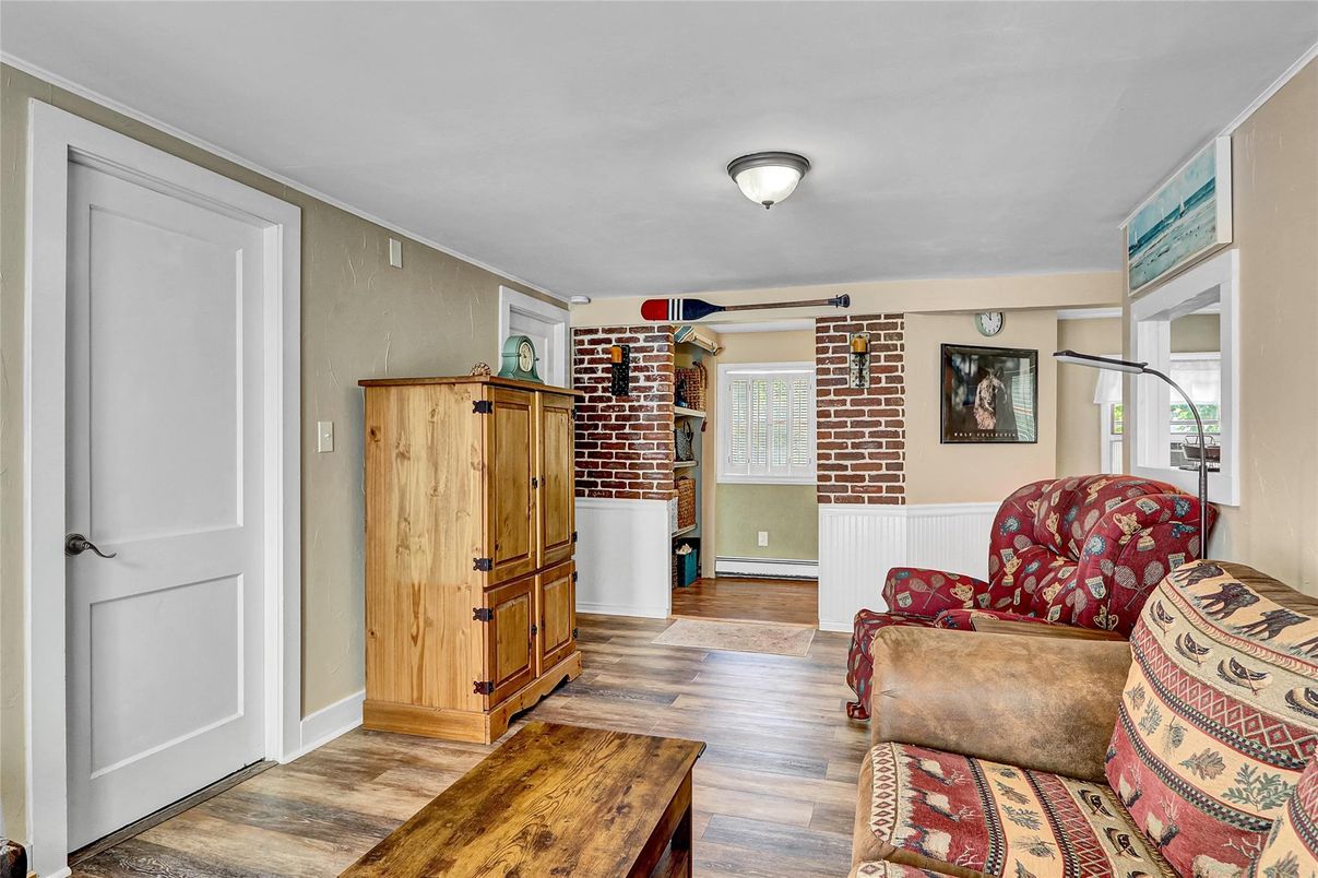 Interior, Stone Walls, Wood Texture Flooring