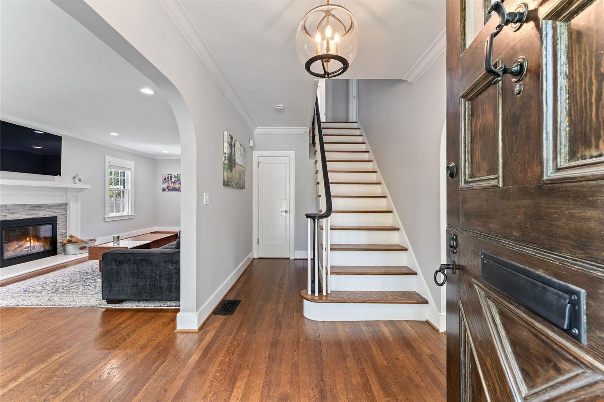 Fireplace, Interior, Recessed Lighting, Wood Texture Flooring