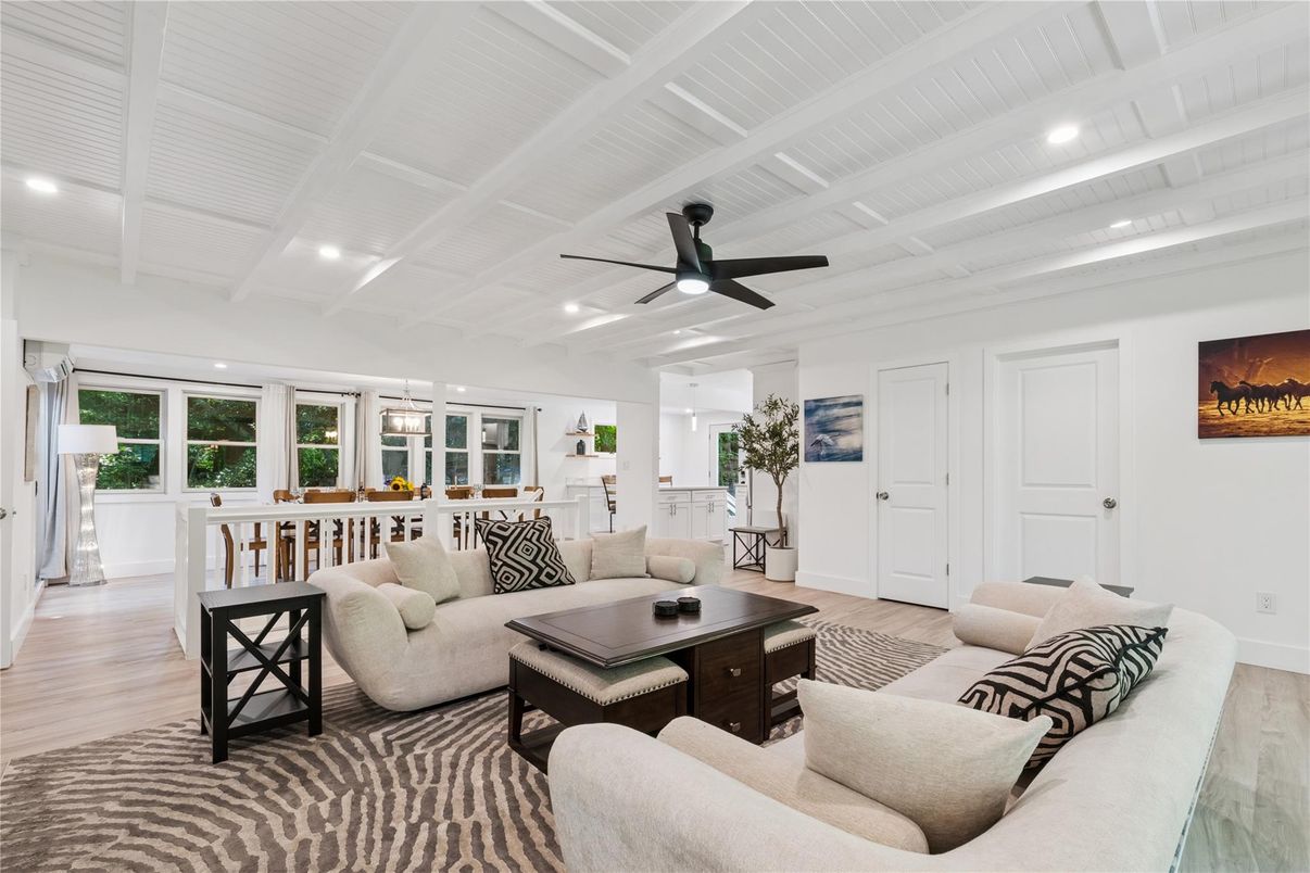 Interior, Living room, Recessed Lighting, Wood Texture Flooring