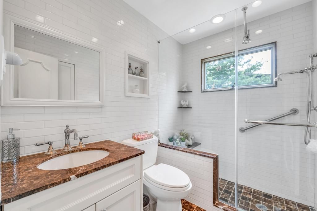Bathroom, Glass Shower, Interior, Recessed Lighting