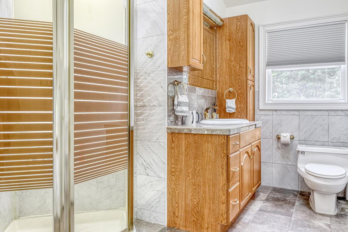Bathroom, Glass Shower, Interior, Marble Walls
