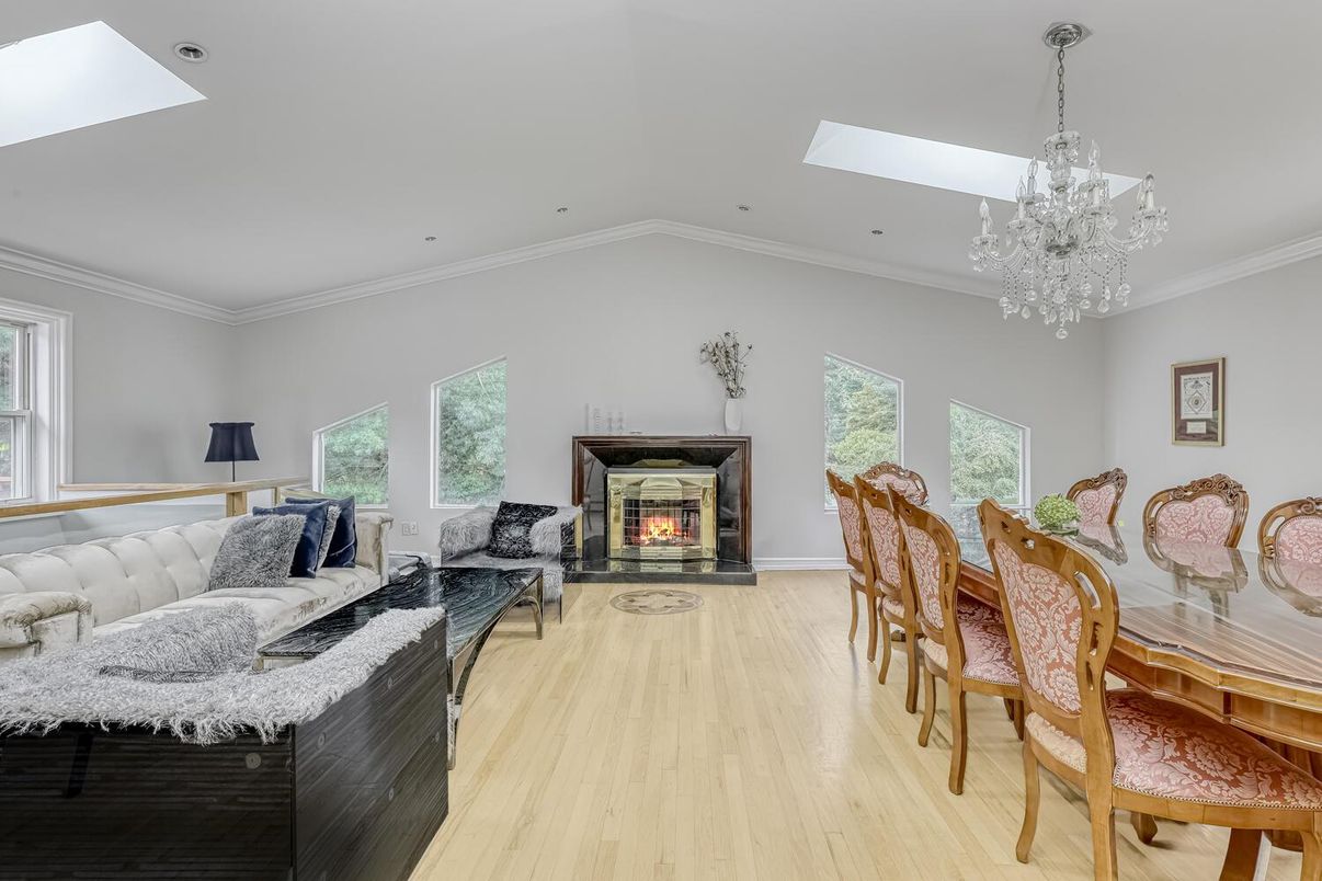 Chandelier, Dining room, Fireplace, Interior, Living room, Wood Texture Flooring