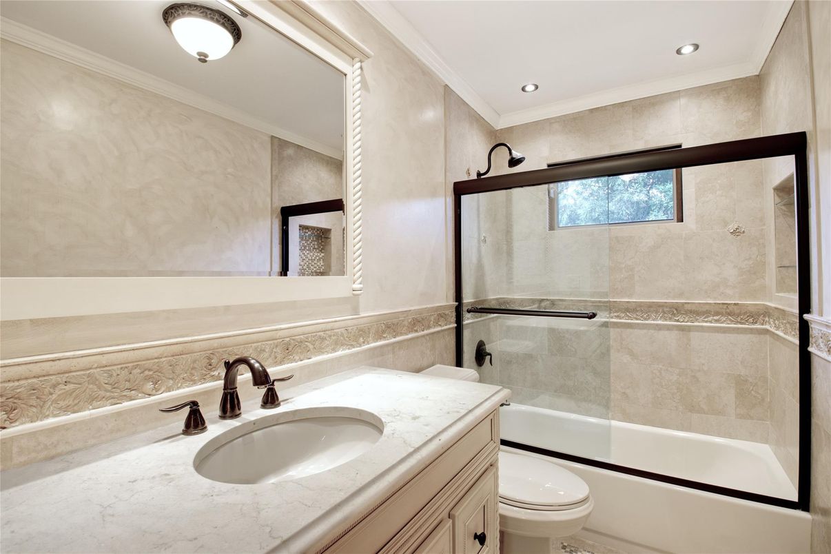 Bathroom, Glass Shower, Interior, Recessed Lighting