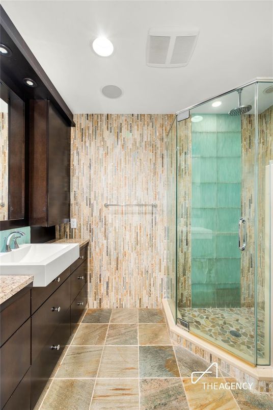 Bathroom, Glass Shower, Interior, Recessed Lighting