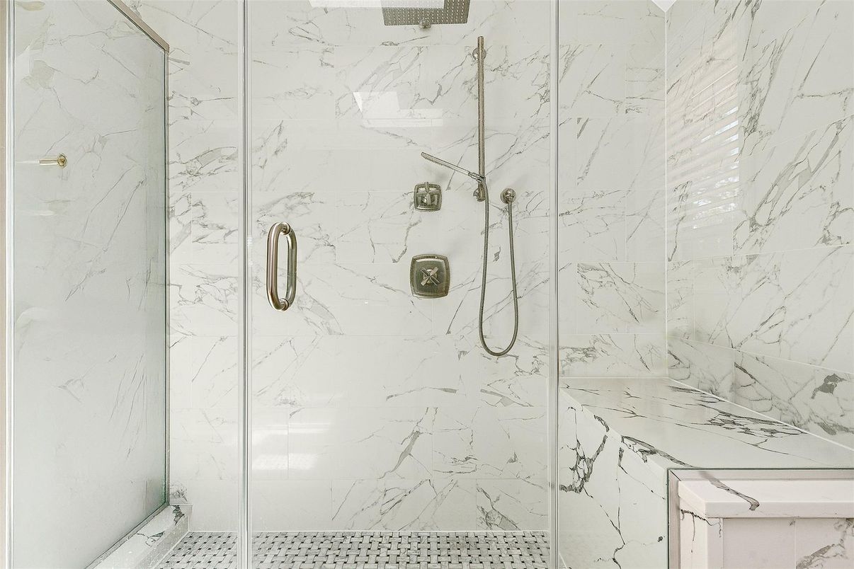 Bathroom, Glass Shower, Interior, Marble Walls