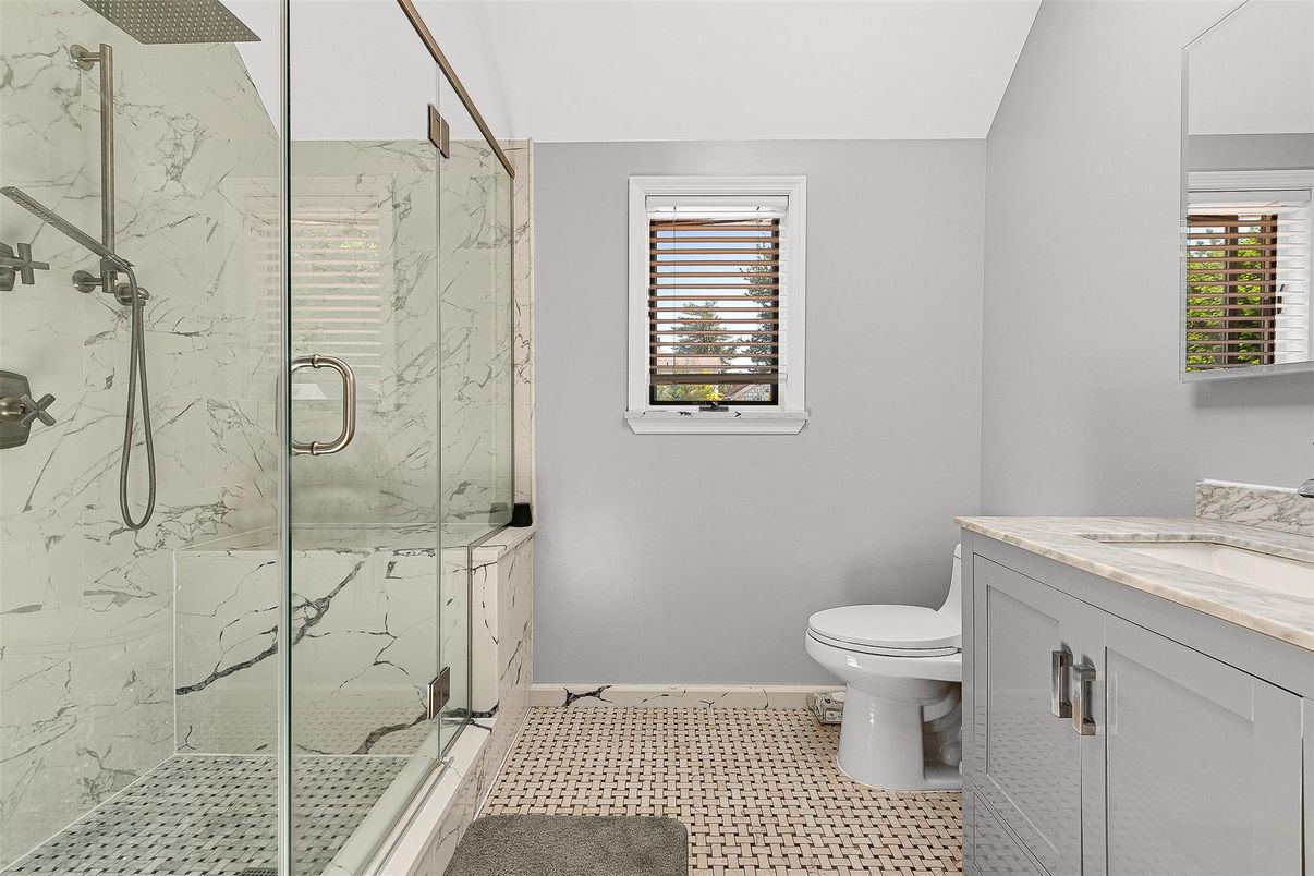 Bathroom, Glass Shower, Interior, Marble Walls