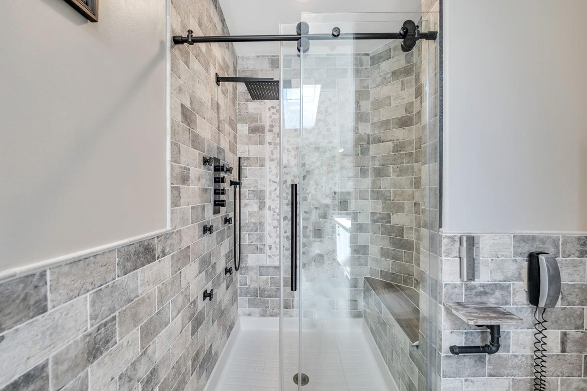 Bathroom, Glass Shower, Interior, Stone Walls