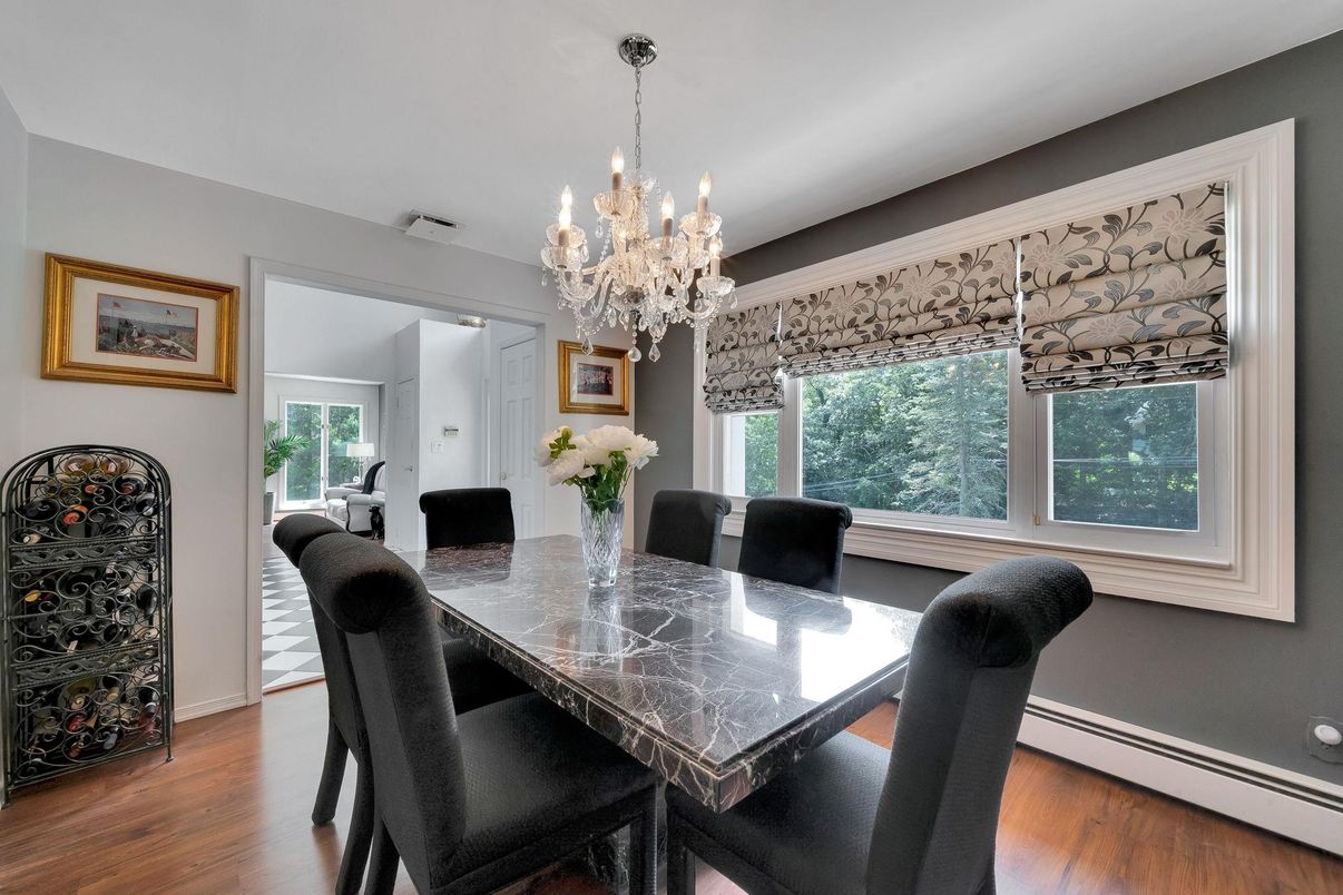 Chandelier, Dining room, Interior, Wood Texture Flooring