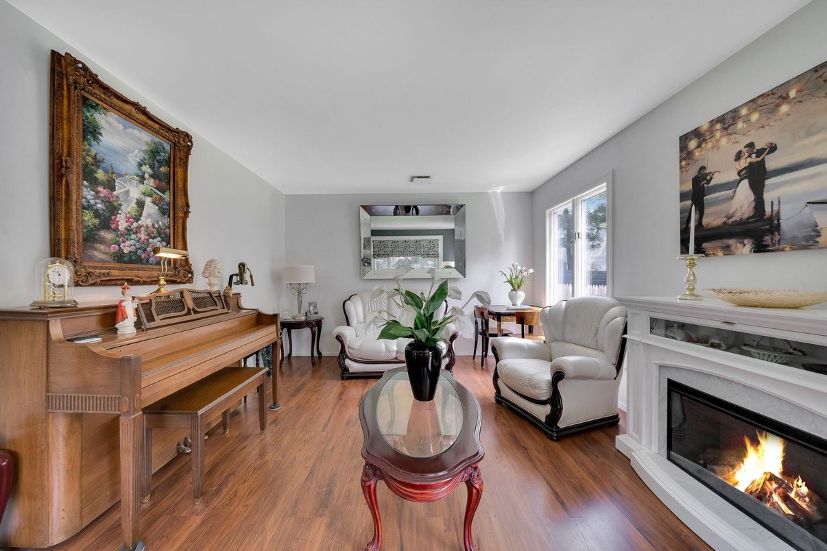 Fireplace, Interior, Living room, Piano, Wood Texture Flooring