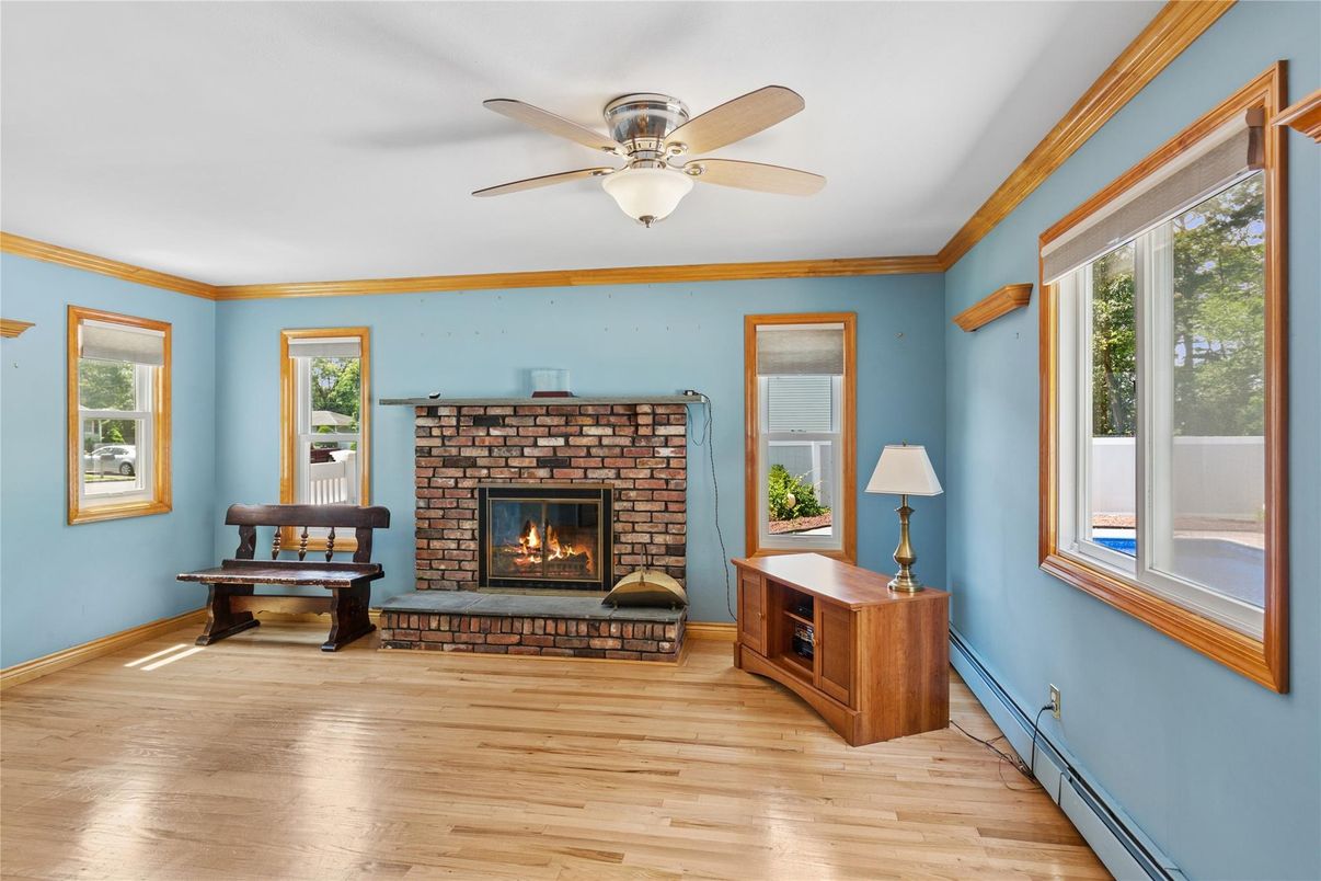 Fireplace, Interior, Wood Texture Flooring