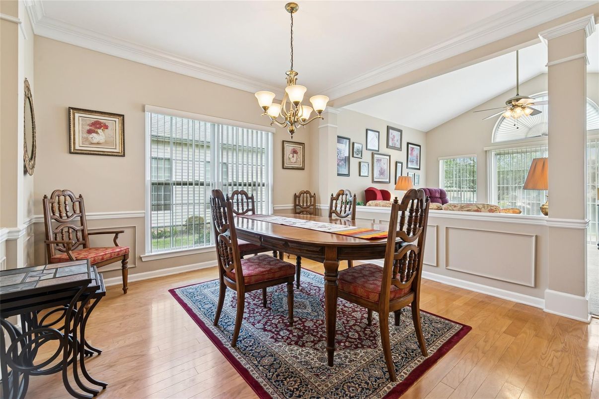Chandelier, Dining room, Interior, Wood Texture Flooring