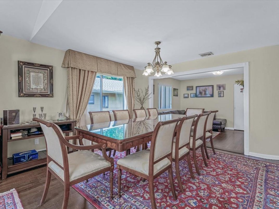 Chandelier, Dining room, Interior, Wood Texture Flooring