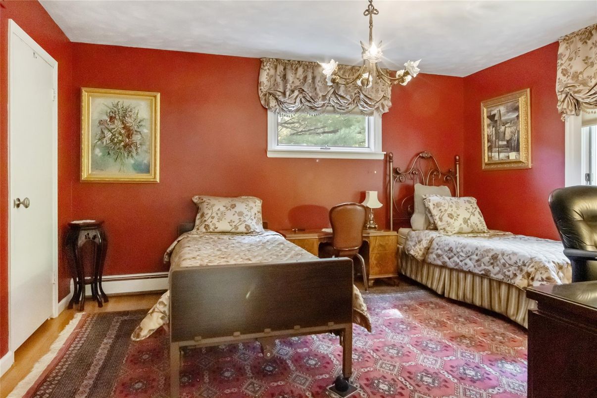 Bedroom, Chandelier, Interior, Wood Texture Flooring