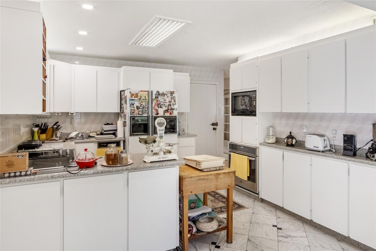 Interior, Kitchen, Marble, Recessed Lighting, Stainless Steel Appliances