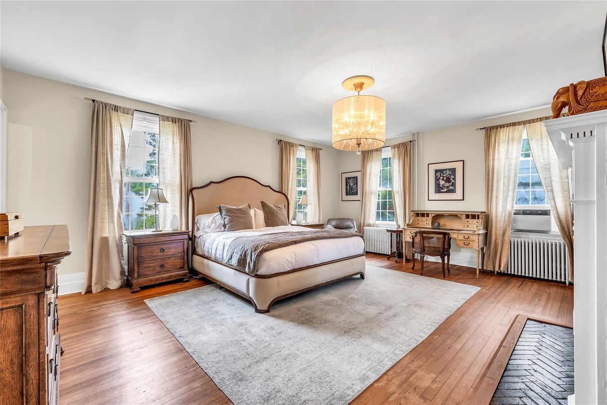 Bedroom, Chandelier, Interior, Wood Texture Flooring