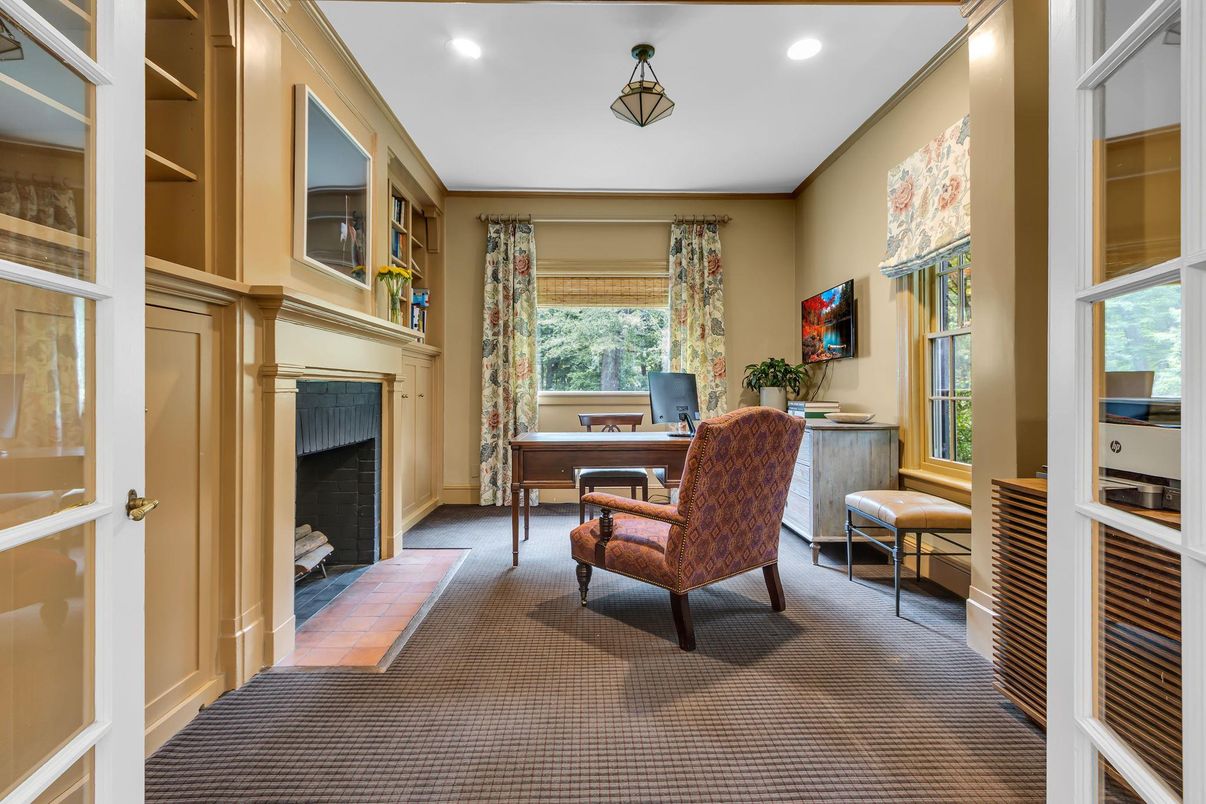 Fireplace, Home Office, Interior, Recessed Lighting