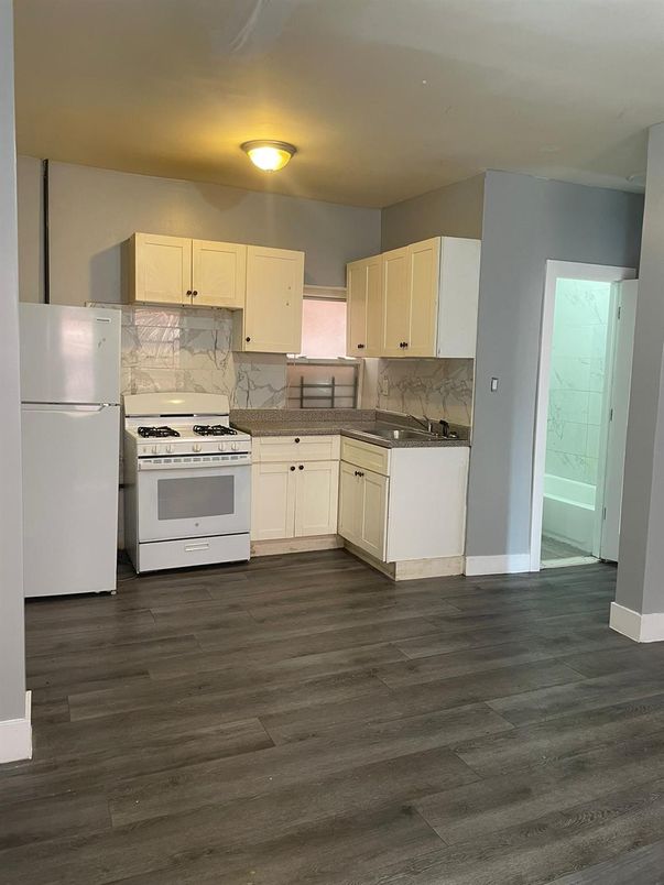 Interior, Kitchen, Marble Walls, Wood Texture Flooring