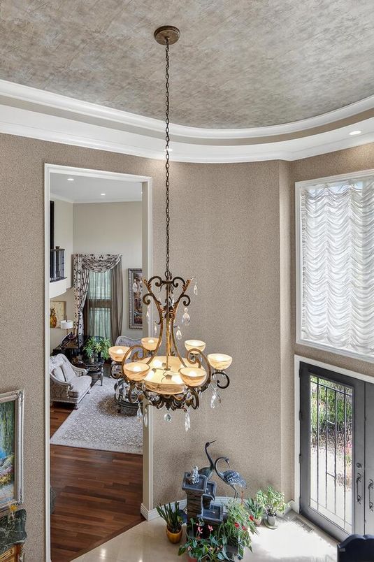 Bedroom, Chandelier, Dining room, Interior, Pendant Lights, Recessed Lighting, Wood Texture Flooring