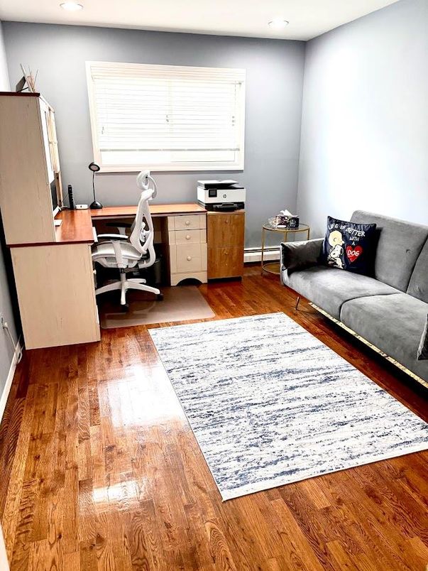 Home Office, Interior, Recessed Lighting, Wood Texture Flooring