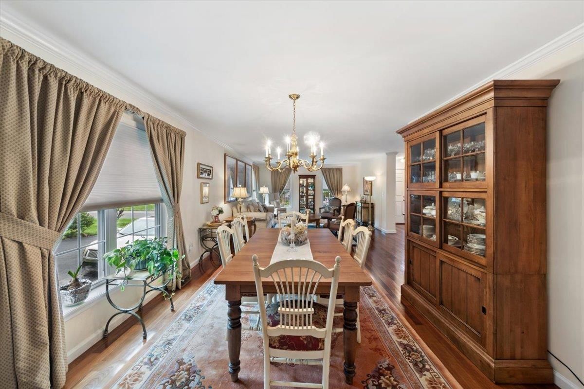 Chandelier, Dining room, Interior, Wood Texture Flooring
