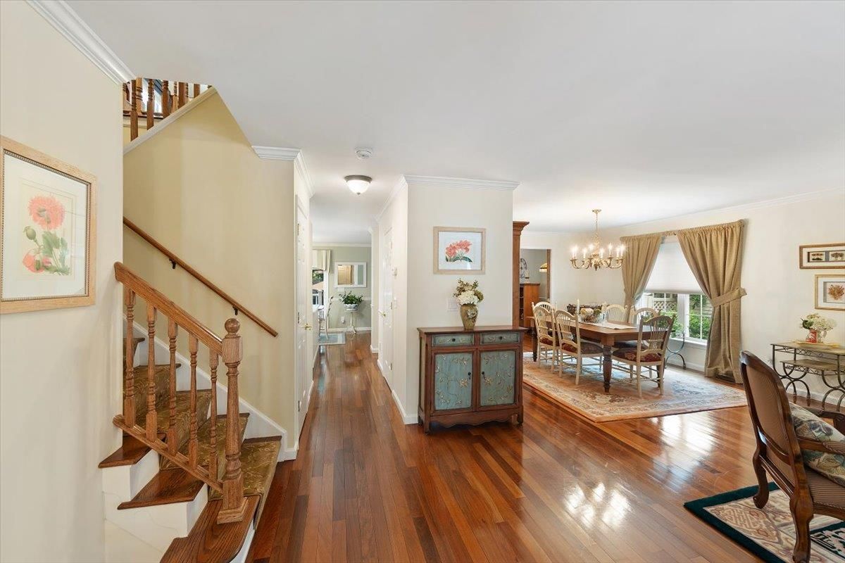 Chandelier, Dining room, Interior, Wood Texture Flooring