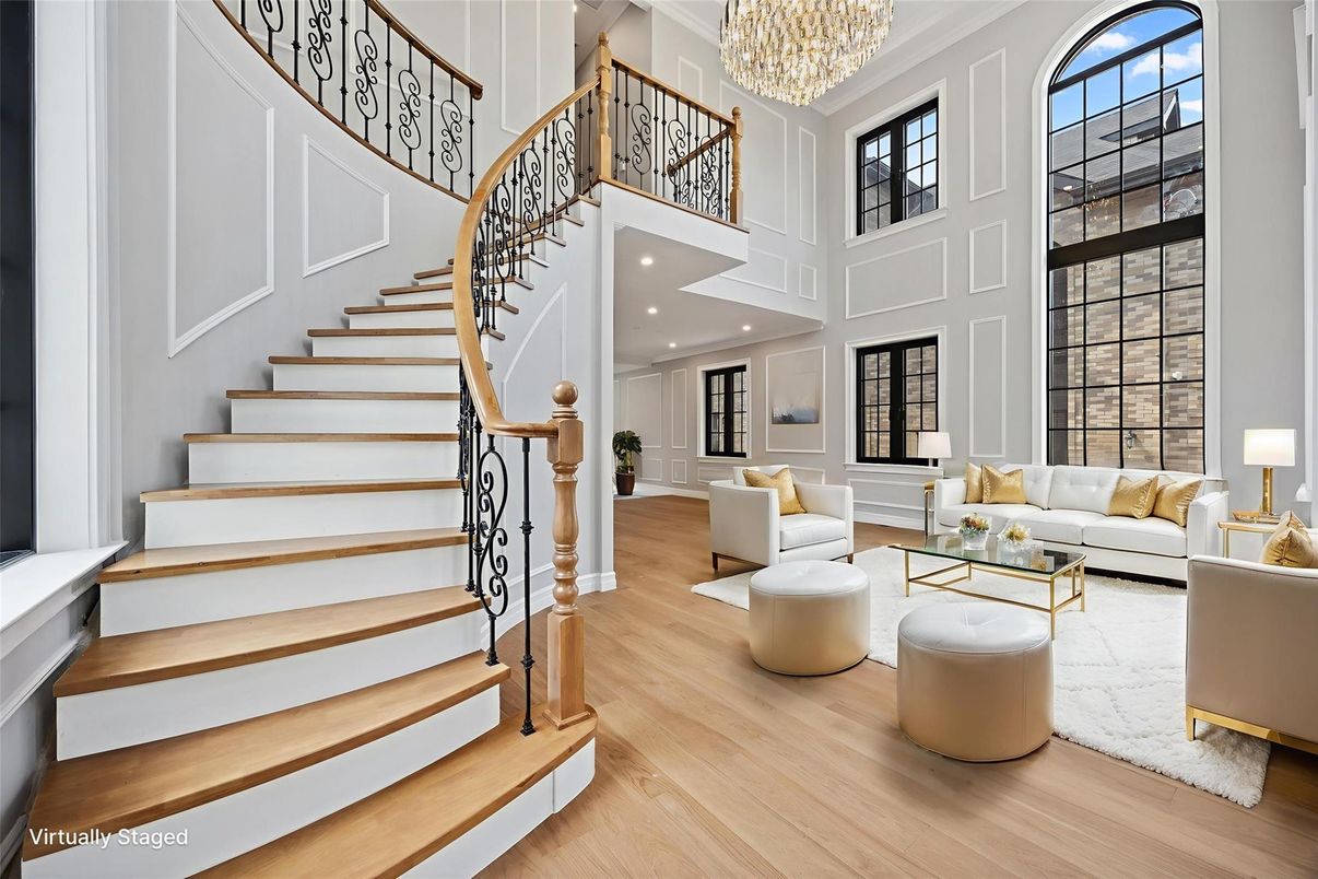 Chandelier, Interior, Living room, Recessed Lighting, Wood Texture Flooring