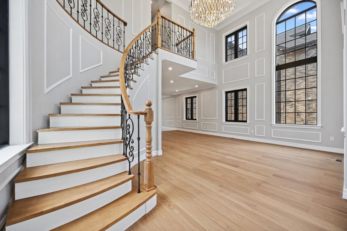 Chandelier, Interior, Recessed Lighting, Wood Texture Flooring