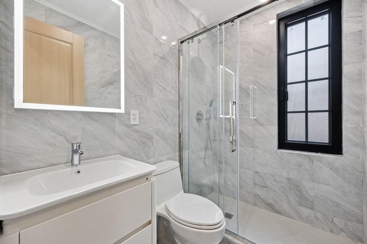 Bathroom, Glass Shower, Interior, Marble Walls