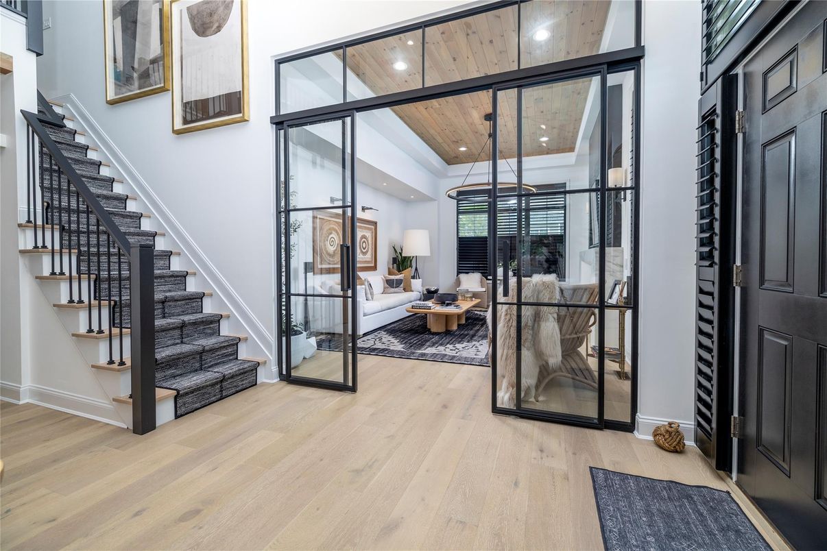 Interior, Living room, Recessed Lighting, Wooden Ceilings, Wood Texture Flooring