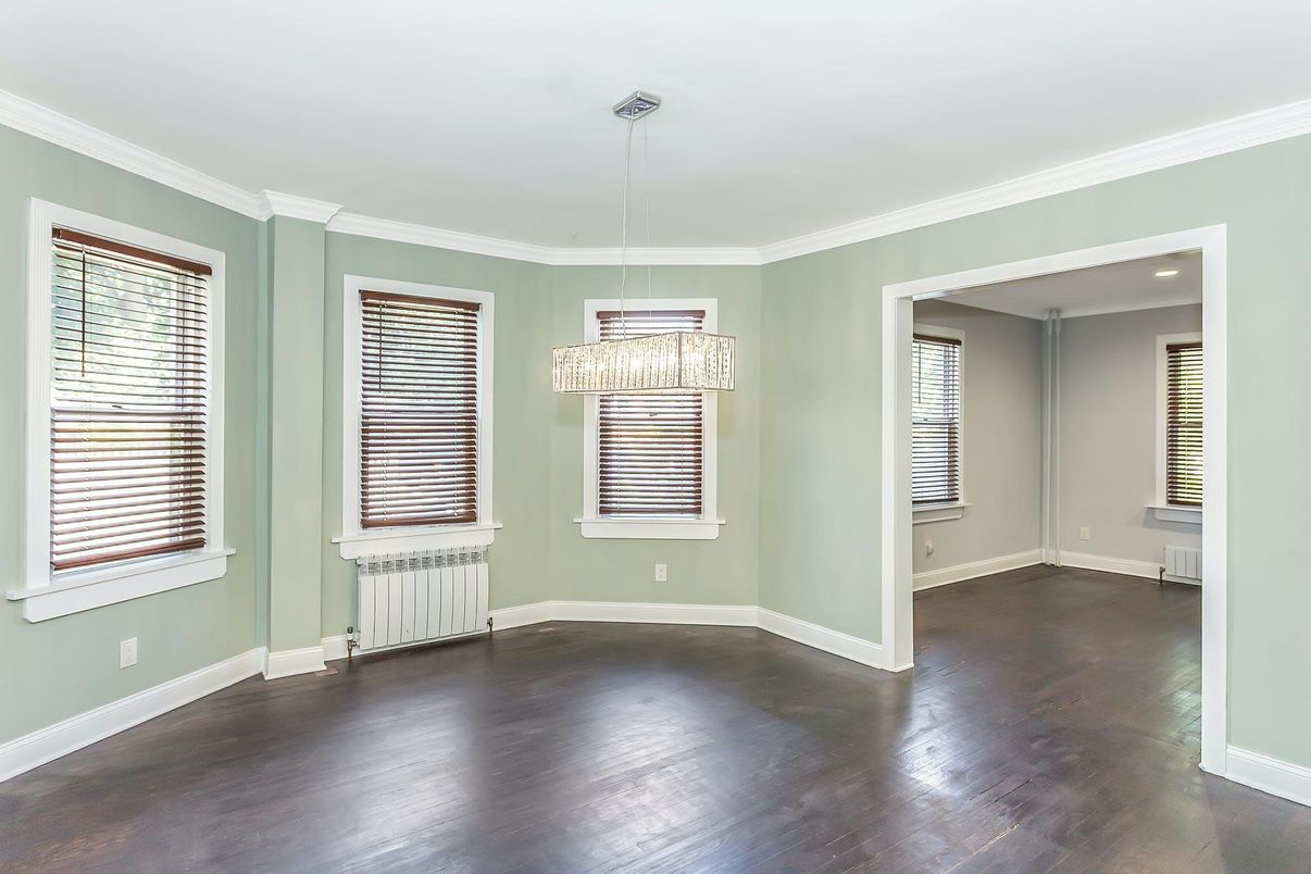 Empty room, Interior, Pendant Lights, Wood Texture Flooring