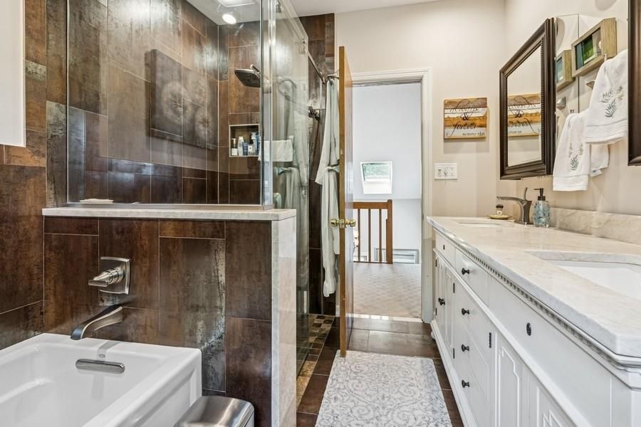 Bathroom, Dual Sink Vanities, Glass Shower, Interior, Recessed Lighting