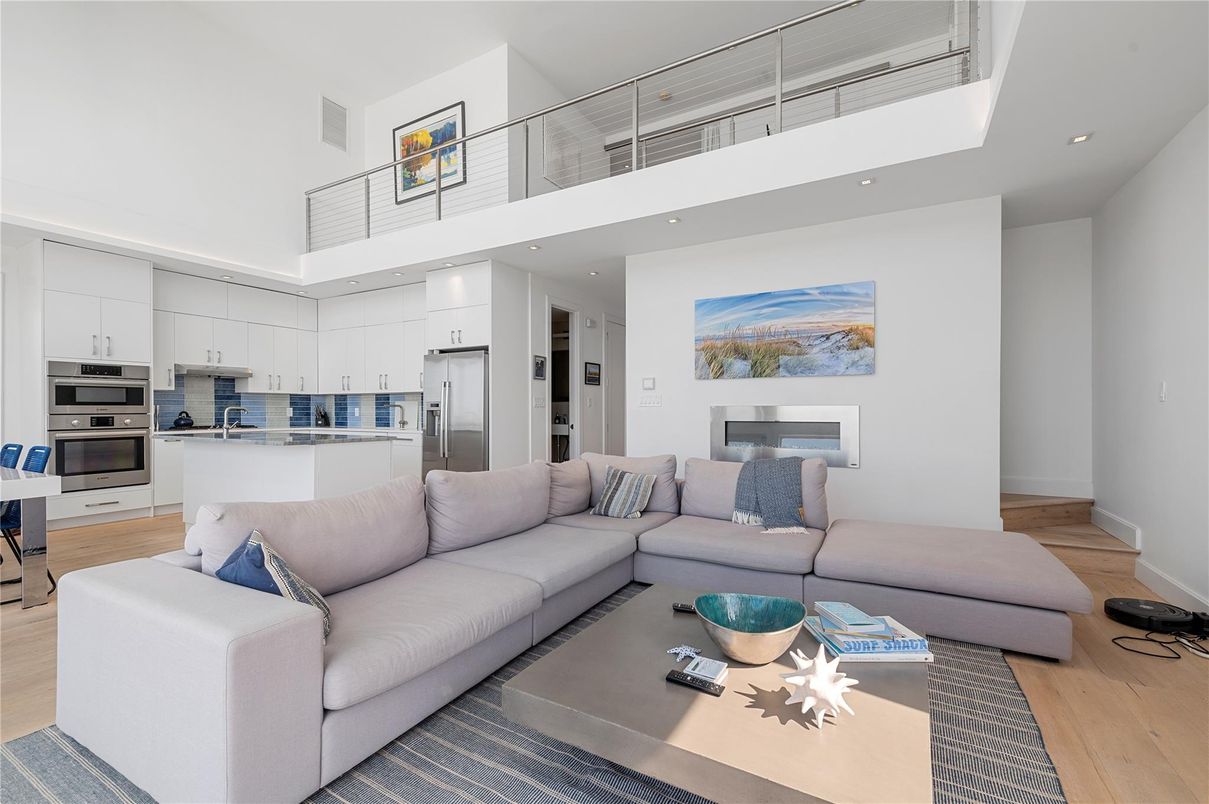 Interior, Kitchen, Living room, Recessed Lighting, Stainless Steel Appliances, Wood Texture Flooring