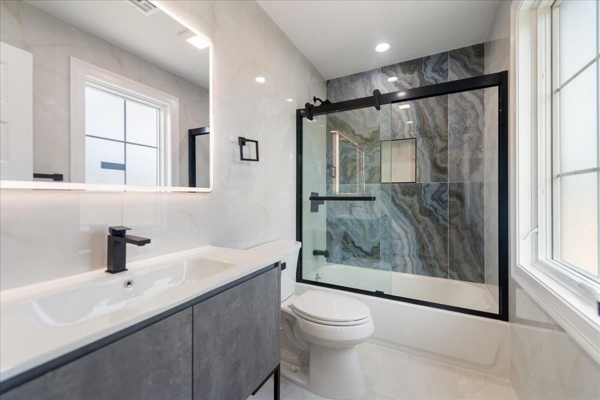 Bathroom, Glass Shower, Interior, Marble Walls, Recessed Lighting