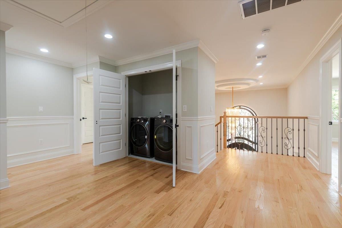 Interior, Recessed Lighting, Utility Closets, Washer, Wood Texture Flooring