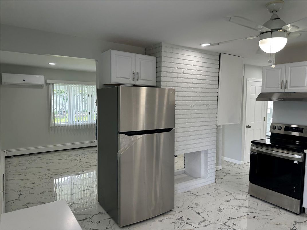 Interior, Kitchen, Marble, Recessed Lighting, Stainless Steel Appliances