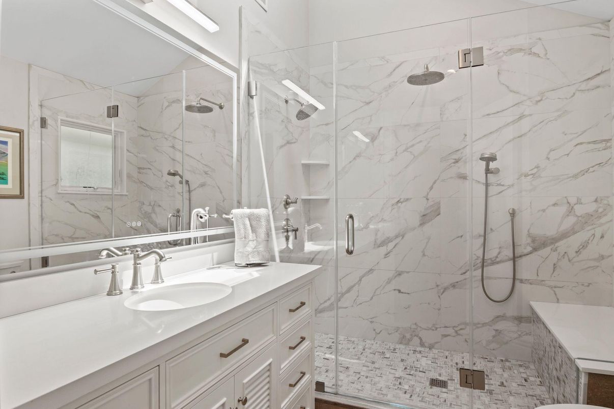 Bathroom, Glass Shower, Interior, Marble Walls