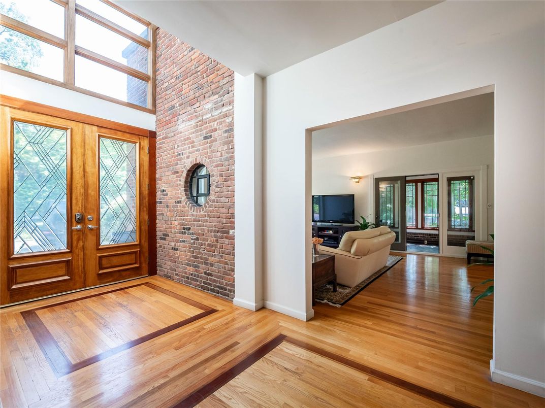 Interior, Living room, Stone Walls, Wood Texture Flooring