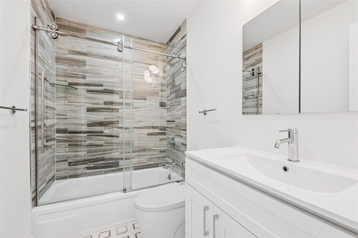 Bathroom, Glass Shower, Interior, Recessed Lighting