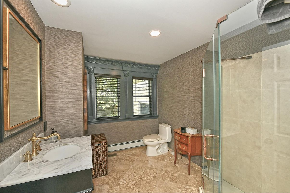 Bathroom, Glass Shower, Interior, Recessed Lighting