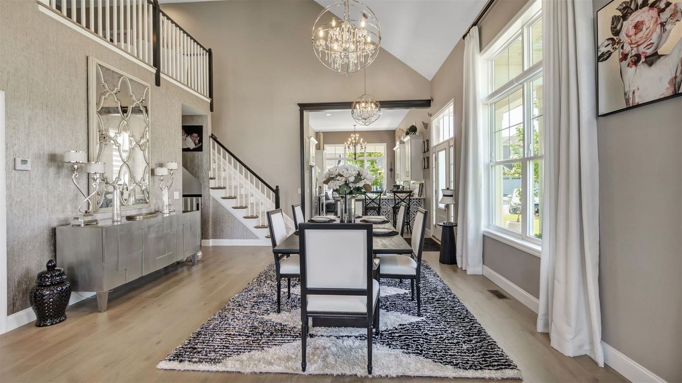 Chandelier, Dining room, Interior, Wood Texture Flooring