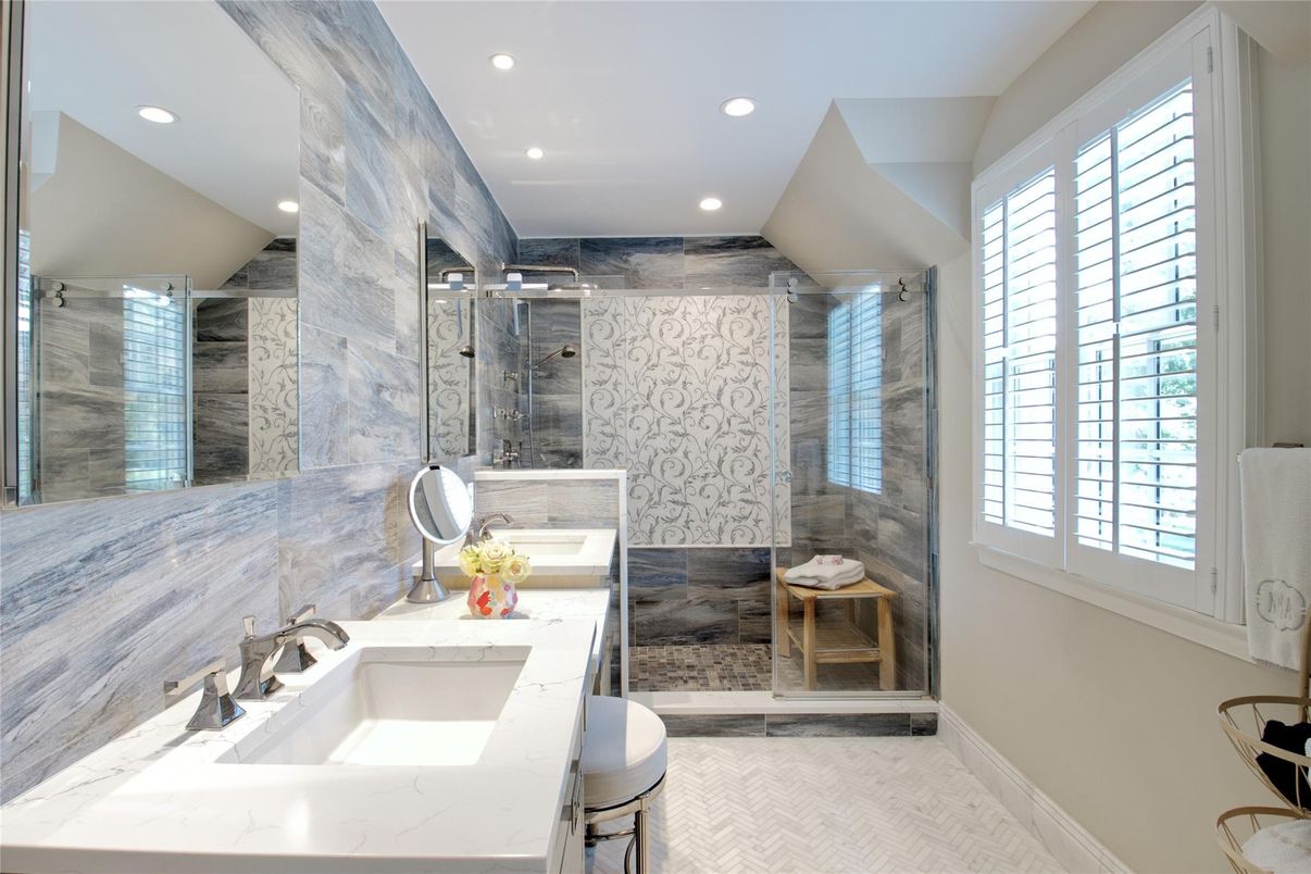 Bathroom, Glass Shower, Interior, Recessed Lighting