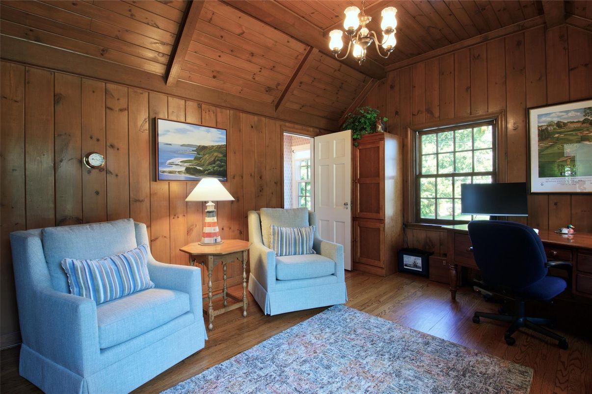 Chandelier, Home Office, Interior, Wooden Ceilings, Wood Texture Flooring, Wooden Walls
