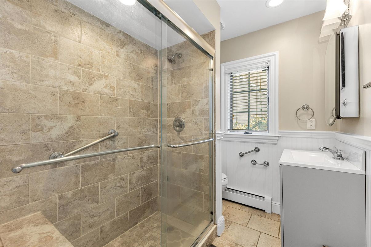 Bathroom, Glass Shower, Interior, Recessed Lighting