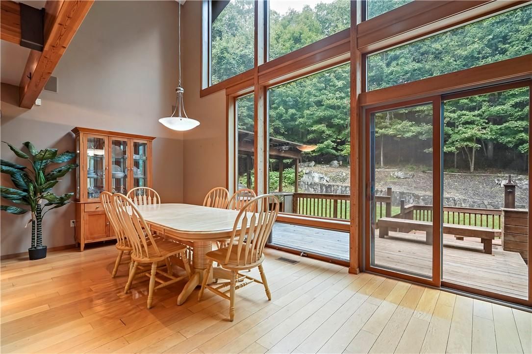 Dining room, Interior, Pendant Lights, Sun Room, Wood Texture Flooring