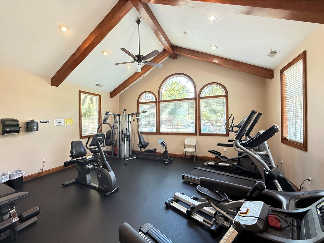 Fitness Equipment, Interior, Recessed Lighting, Wooden Beams