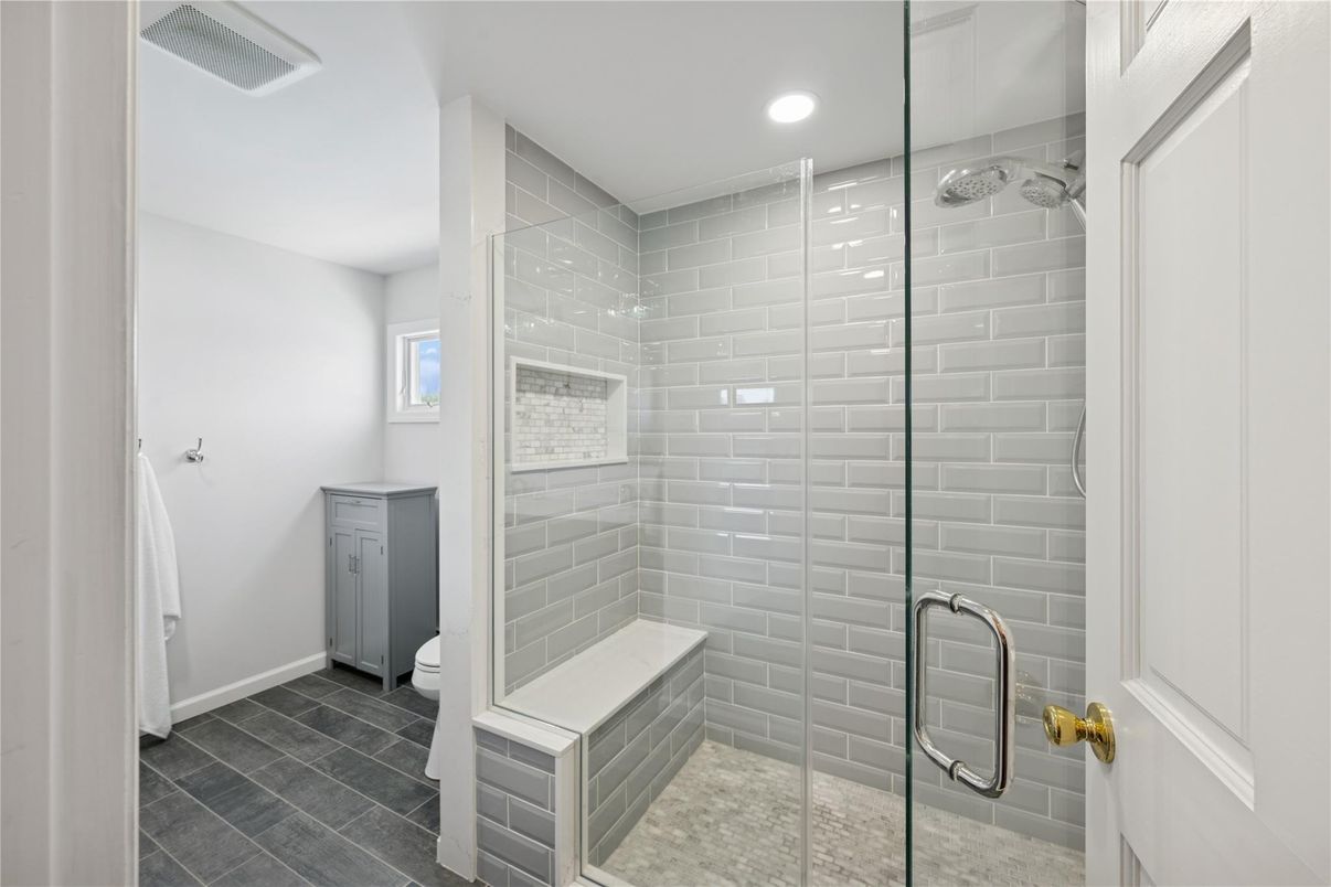 Bathroom, Glass Shower, Interior, Recessed Lighting